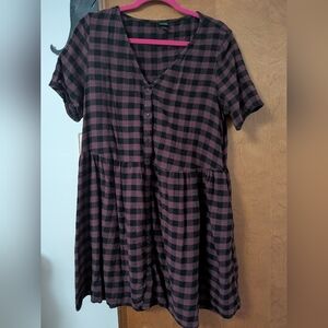Wild Fable Black and Purple  Checkered Babydoll dress